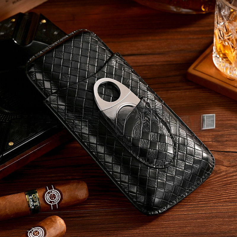 Cigar Cutter Set - 3 Parça Deri Puro Kutusu Hediye