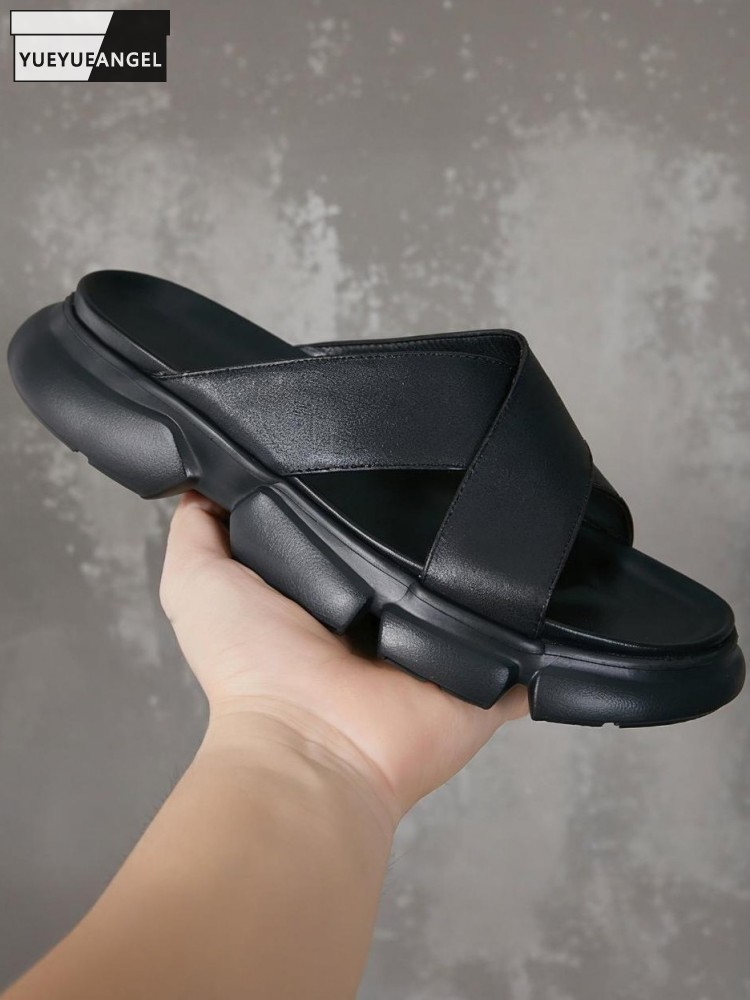 Men'S Accessories Leather - Trendy Erkek Sığır Derisi Platform Yükseklik