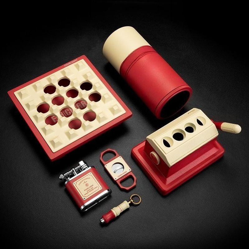 Cigar Cutter Set - Puro seti, puro kesici, duman matkabı,