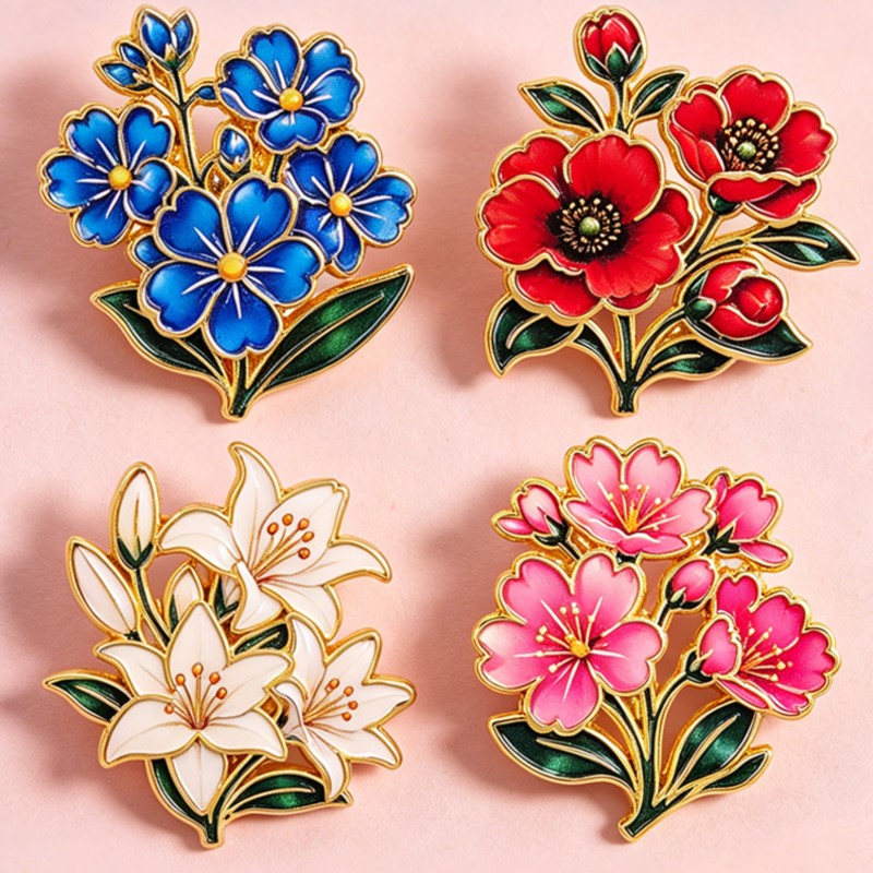 Sevimli Vintage Renkli Çiçekli - Lapel Pin Enamel incelemesi ve fiyatı
